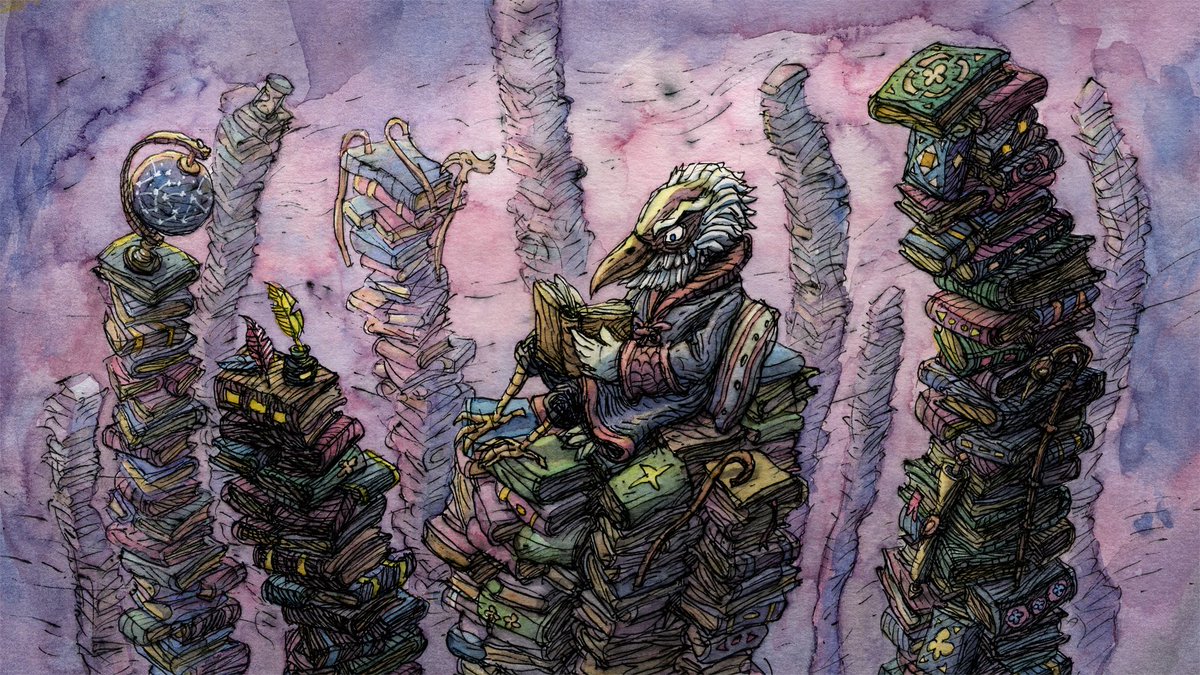 Today, we celebrate - it's Creaks 2nd anniversary 🥳 

For the past few months, our artists <a href="/RadimJurda/">Radim Jurda</a> &amp; <a href="/JanChlup/">Jan Chlup</a> have been working on some new artwork which will also be used for the upcoming Steam Trading Cards set. Enjoy a little sneak peek at the Librarian 🐦