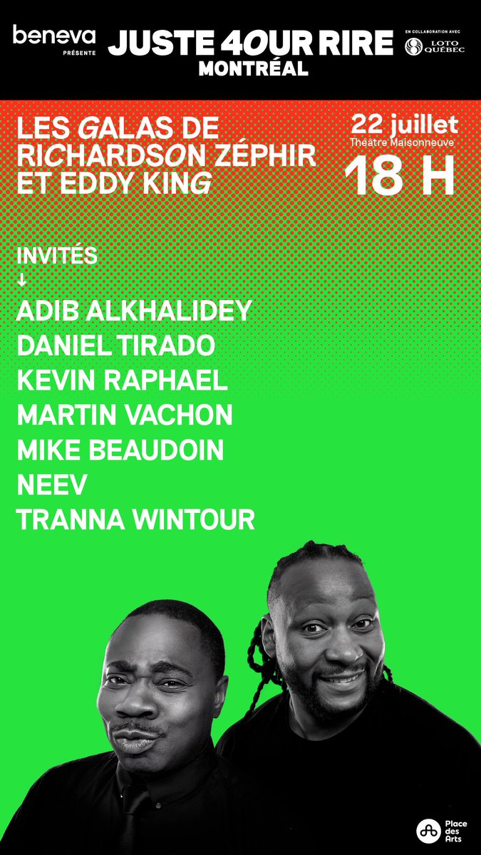 C'est ce soir !! J'ai très hâte et je suis surtout très fier d'être sur le gala de mes amis <a href="/eddyking/">eddyking</a> et <a href="/Ribardon/">Richardson Zéphir</a> qui animeront leur 1er gala <a href="/Juste_pour_rire/">Juste pour rire</a> !! 🔥