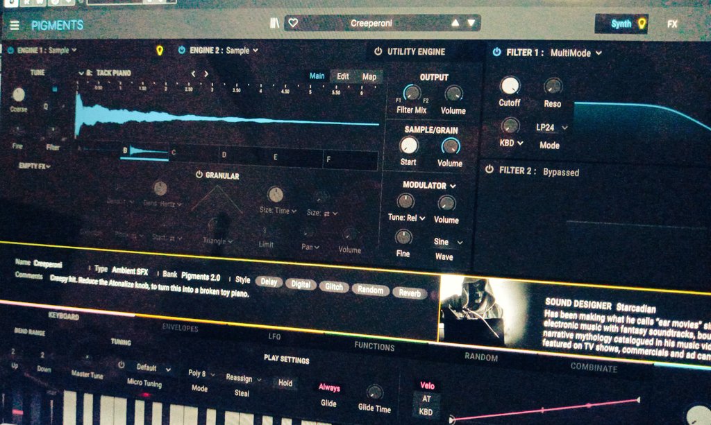2Z_Susie's tweet image. かなりたくさん音聴いてるけど、まだ、a to zのcだな？！これはすごい、、（多い）
それぞれの、音を作ってる人の名前とプロフィールが出てくる🤩
#pigments3