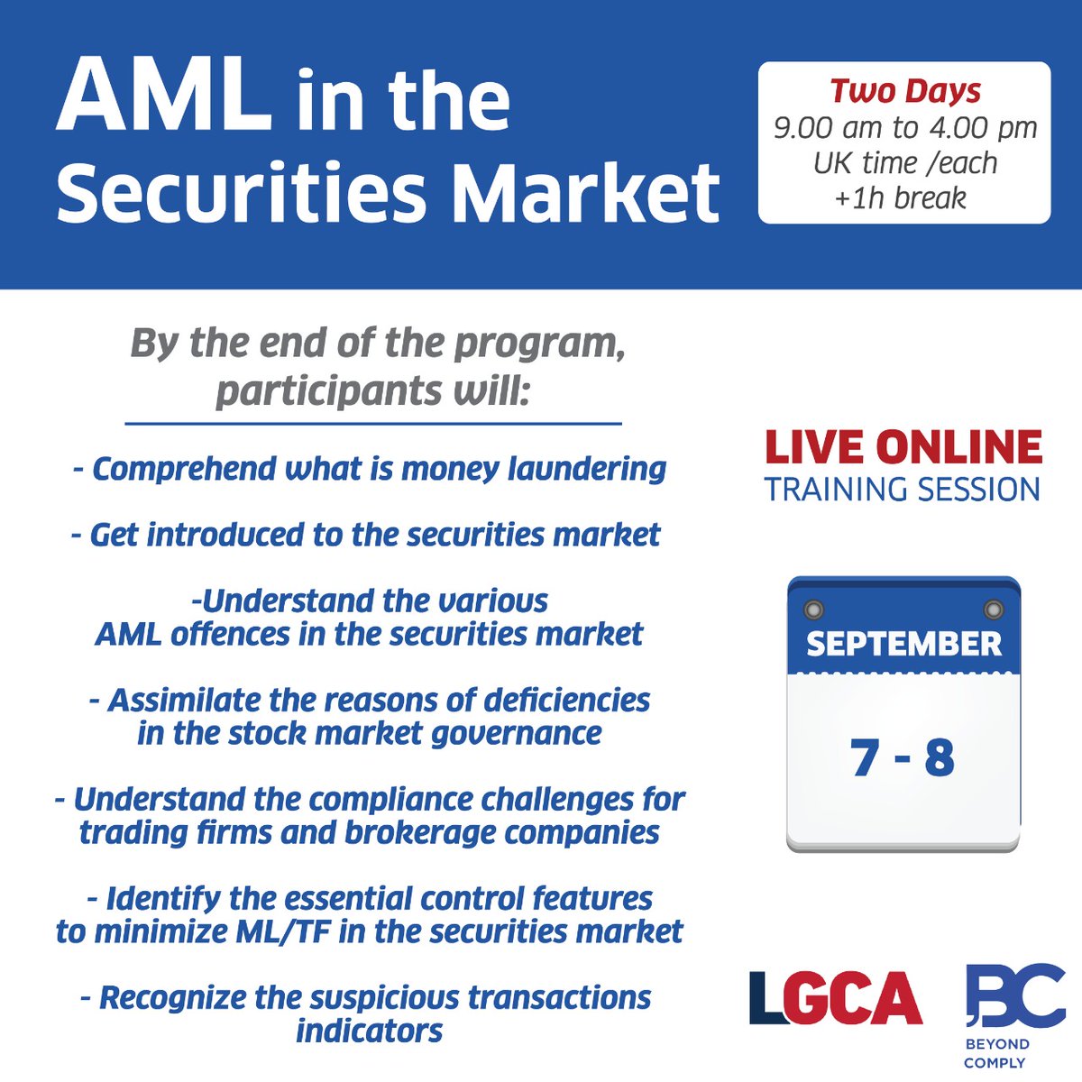 BeyondComply_'s tweet photo. I am thrilled to be delivering in collaboration with The London Governance and Compliance Academy (LGCA) a course on Money Laundering in the Securities Market.

To know more about this course,

Visit: https://t.co/KMC33uDcvP https://t.co/ilY0l0wtp8
