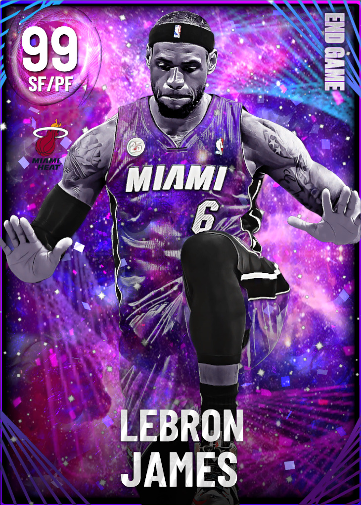 Another nitpick I have about MyTeam right now is the retro Cavs LeBron End  Game card. It shows him from his original Cavs days but when you get him,  he's just Miami