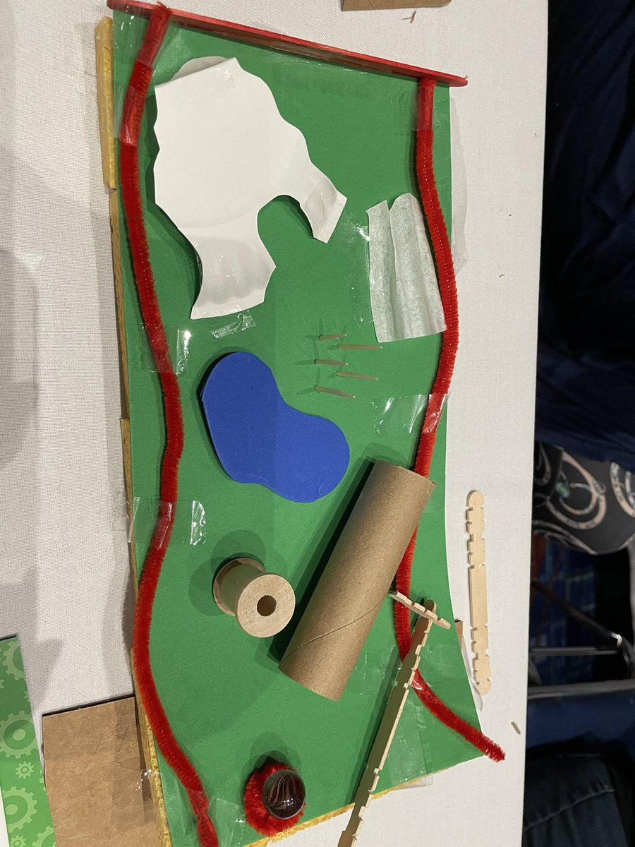 mrsnbass's tweet photo. Made friends from Texas, Maryland, and Oregon.  We got to take a class together and build fun things in maker space!  Our challenge was to build a miniature golf course with at least 2 obstacles when given our materials.  ❤️🤩😍 #NSTA2022 https://t.co/mI5wjv9Zpp