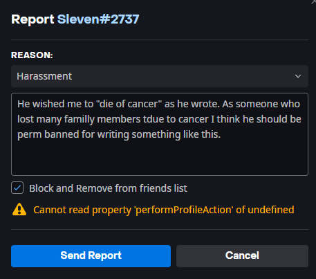 Eh. Another one. <a href="/PlayNiceHS/">PlayNiceHS</a> And I can't even report him. Does anyone know why I can't send this report? Or how should I report a guy like that if the in-game report doesn't work? <a href="/alkali_layke/">Lana (Alkali)</a> <a href="/IksarHS/">Iksar</a>