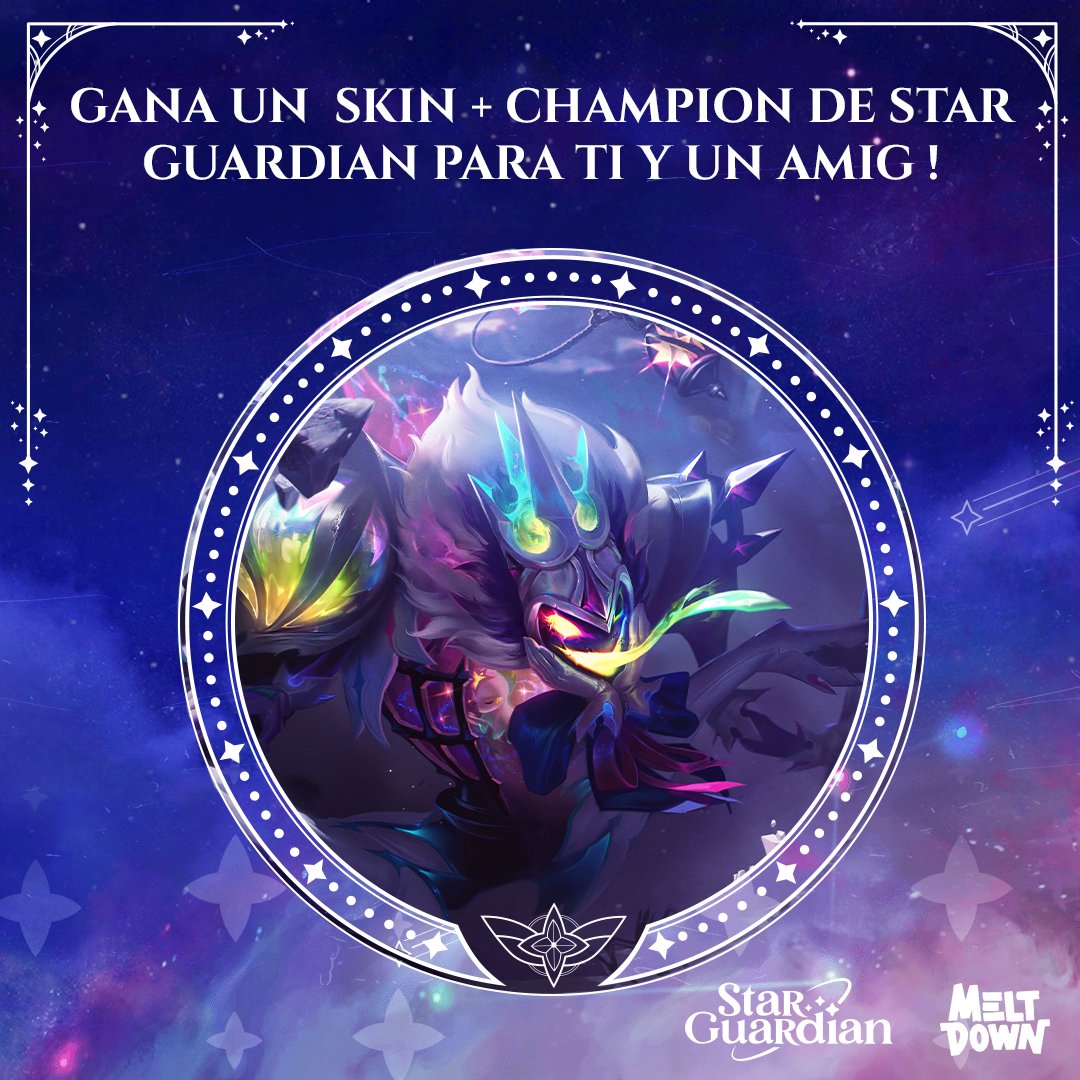 💫 <a href="/lol_es/">League of Legends ES</a> X #Meltdown 💫

¡El poder de la amistad es la verdadera fuerza de los guardianes de estrellas!

Gana un  skin + champion de #StarGuardian para ti y un amigo:
⭐Seguir <a href="/meltdownbars/">Meltdown</a>
⭐Etiqueta a tu amigo

Sorteo el 28/07