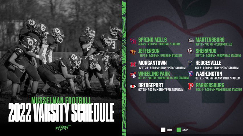 2022 Schedule!
#FLEAT 🍎🏈🔨