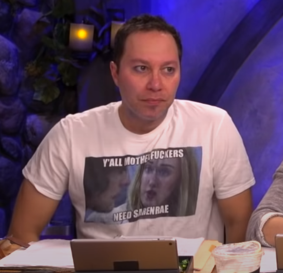marisharaygun's tweet photo. in the ultimate ranking of sam riegel shirts, this one has to be very high on the list https://t.co/z6sNHJ9gqZ