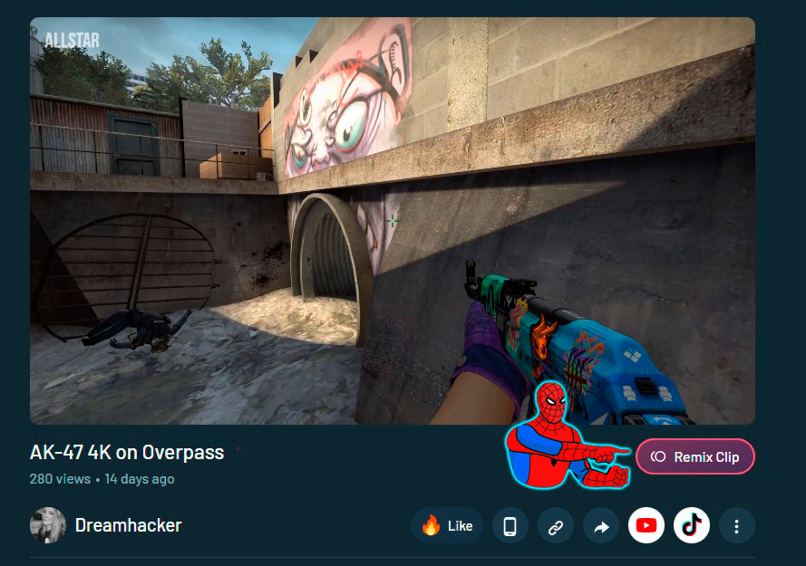 support_allstar's tweet photo. 🎩Allstar Tip of the Day
❓Did you know you can edit your Allstar clips if you aren't vibing with an effect you added from studio? 
🛠️Head to your clip and remix it! 
EZ GG
@PlayShareStar #playsharestar #csgo #dota2 #LeagueOfLegends #Fortnite https://t.co/FfCHtnlDUc
