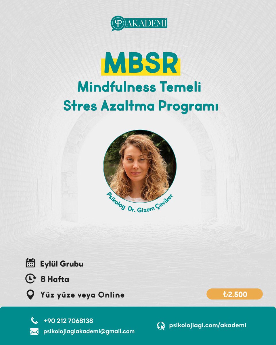🔸Mindfulness Temelli Stres Azaltma (MBSR), Prof. Dr. Jon Kabat-Zinn tarafından geliştirilen 8 haftalık yapılandırılmış ve farklı kültürlerde yapılan bilimsel çalışmalarla bireyler üzerindeki etkisi desteklenmiş bir grup çalışmasıdır.