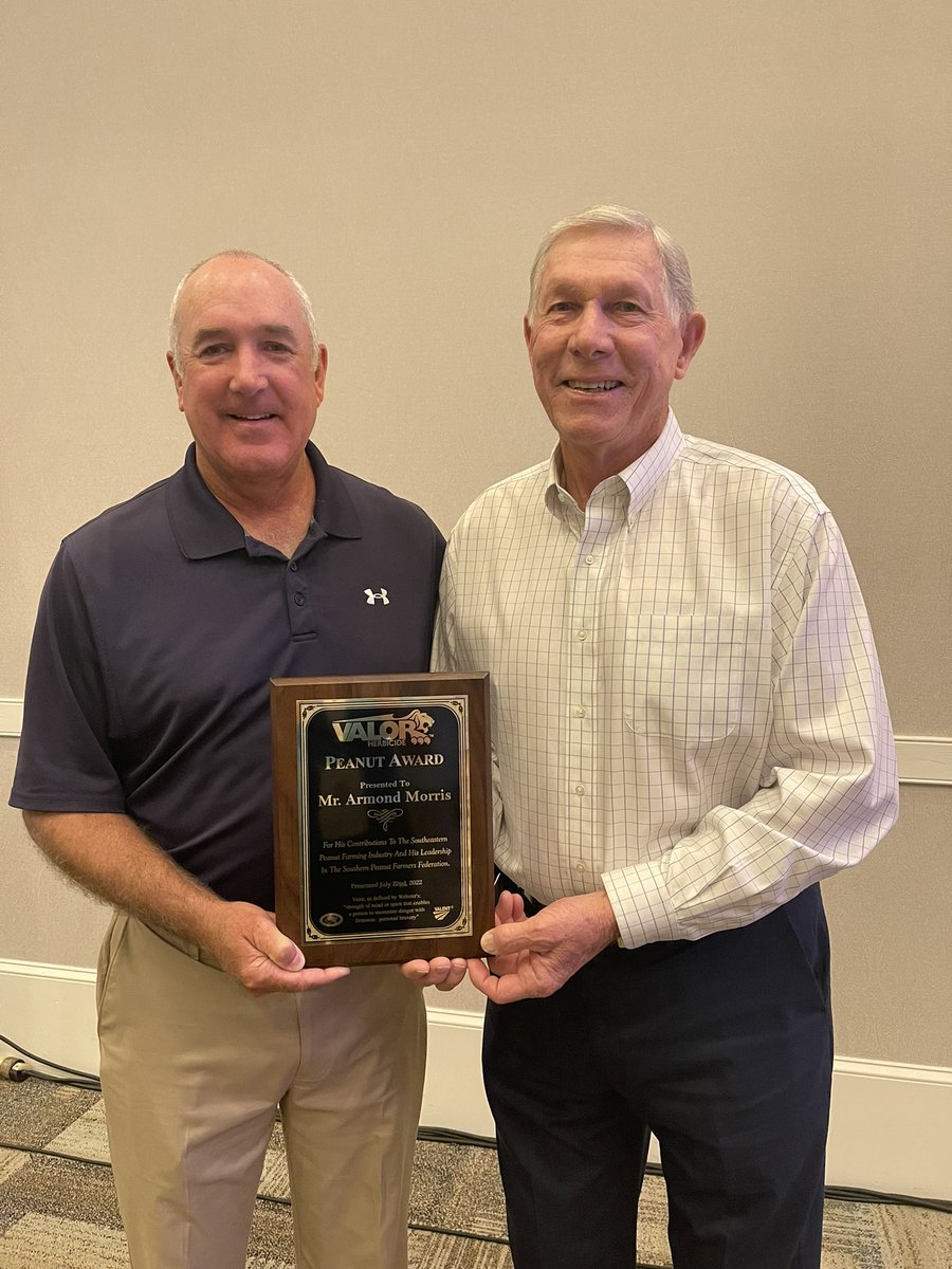 gapeanuts's tweet photo. Congratulations to Armond Morris for receiving the Valor Award during the #2022SPGC. Armond has dedicated more than 40 years to the peanut industry in the local, state and national level. https://t.co/AZ3vcWnczY