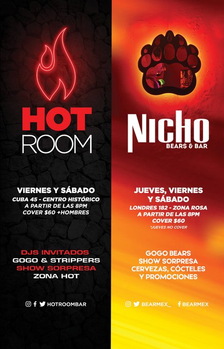 #Nicho Bears & Bar es tierra de osos en Zona Rosa, su partner @HotRoomMx  es ya todo un éxito en Centro