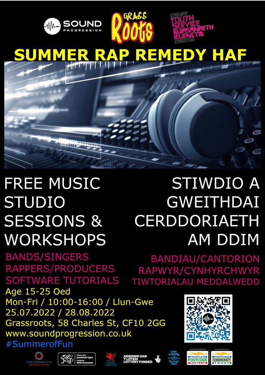 FREE HOLIDAY MUSIC PROVISION 
Aged 15-25 want to create beats &amp; record tracks? Grassroots, 58 Charles Street, Cardiff Centre CF10 2GG; 25 July-26 Aug, Mon-Fri 10:00-16:00 forms.gle/rgjTqEAeKhz4Cs… 
#SummerofFun #ChildFriendlyCDF <a href="/YouthCardiff/">Cardiff Youth Service / Gwasanaeth Ieuenctid Cdydd</a> @celfcymruarts @peoplespostcod1