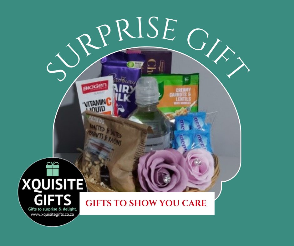 XquisiteGiftsCT's tweet photo. Get Well Soon Basket: R260
•Biscuits
•Slab chocolate
•Packet Knorr cup of soup
•Bottle water
•Vitamin C Liquid sachet
•Peanuts &amp; Raisins
•Mentos Sweets
•2 soap roses

0843107944, sales@xquisitegifts.co.za, https://t.co/F4ianCxEfO
#xquisitegifts🎁#surprisegift #cpt https://t.co/LqbecwB0lB