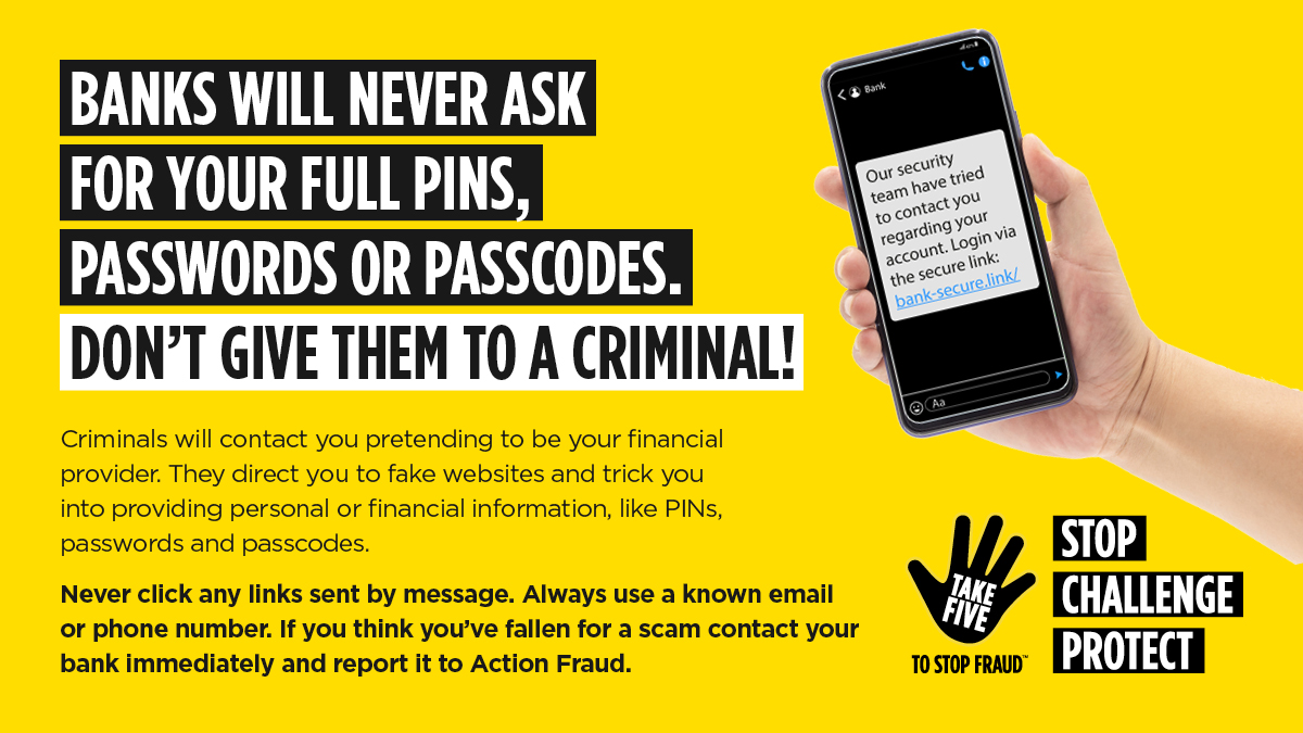 BankofIrelandUK's tweet photo. Have you been sent a message with an urgent request from your bank?

Beware that criminals send messages pretending to be from your bank to commit fraud. 

Always #StopChallengeProtect when faced with a request for your personal or financial information. 

#TakeFive https://t.co/4GJlLUMLpQ