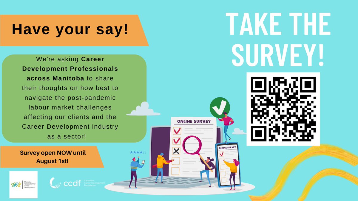 CCDFFCDC's tweet photo. 📢Attention Manitoba CDPs!📢 Take our survey and contribute to our understanding of how CDPs can help Manitobans get back to work and continue to grow meaningful careers into the future!
https://t.co/Vq6xOU0PuM
#manitoba #careerdevelopment #professionaldevelopment #training https://t.co/PalVUoS9jr