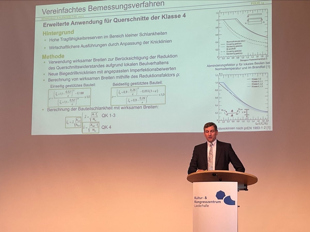 rubstahl's tweet photo. Professor Knobloch gave an interesting presentation on the topic 'Neue Entwicklungen in prEN 1993-1-2:2021' at the 'Stahlbau-Kalender-Tag' in Stuttgart on June 24, 2022.
#StahlbauKalender #presentation #Eurocode #innovation https://t.co/AAwuDojfF6