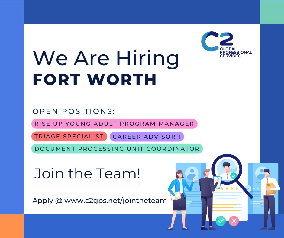 #HeyTexas 📢🤠

#WeAreHiring | Find a #role where you can #build an exceptional experience for yourself and help us #changelives 💕 

Learn more &amp; apply at: c2gps.net/?page_id=371