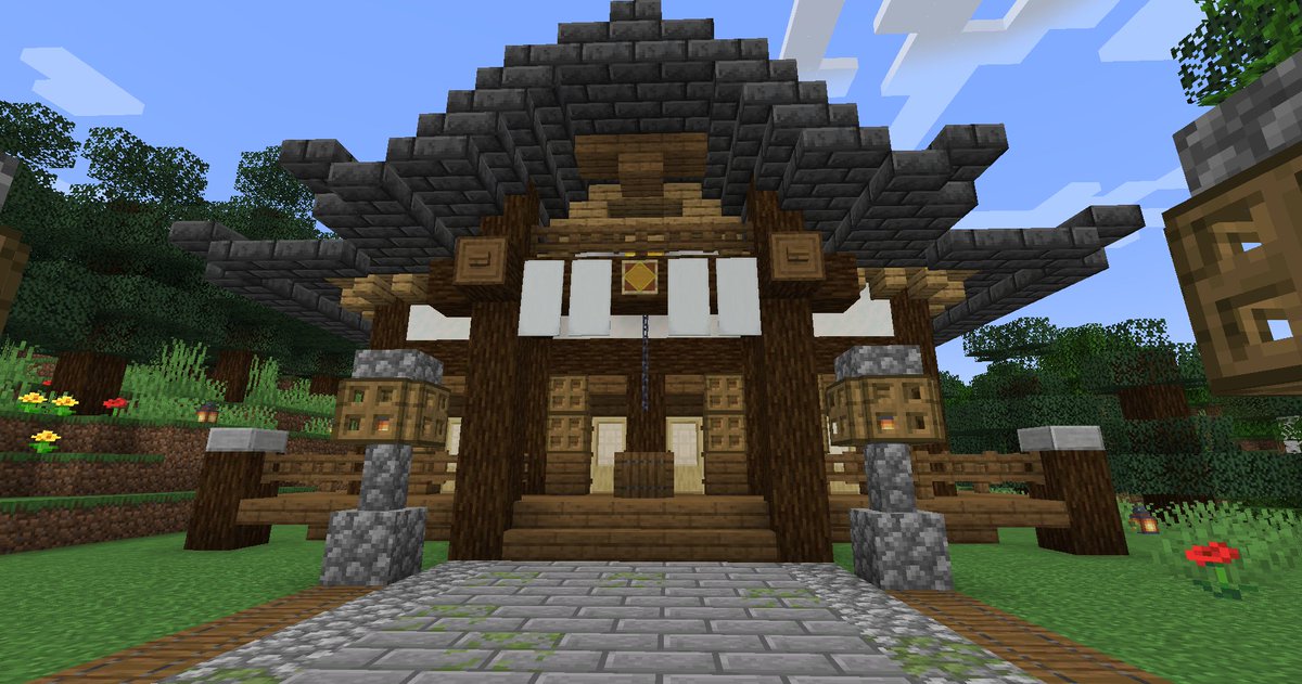 IDL_minecraft's tweet image. 『大久根土(ｵｵｸﾈﾂﾁ)神社』は、土と作物を司る神・大久根土命(ｵｵｸﾈﾂﾁﾉﾐｺﾄ)を祀る神社です。瘦せた土地を肥沃な大地へ生まれ変わらせたという伝説にあやかろうと農業従事者のお参りが絶えない名神社です。
#Minecraft #マインクラフト ＃神社