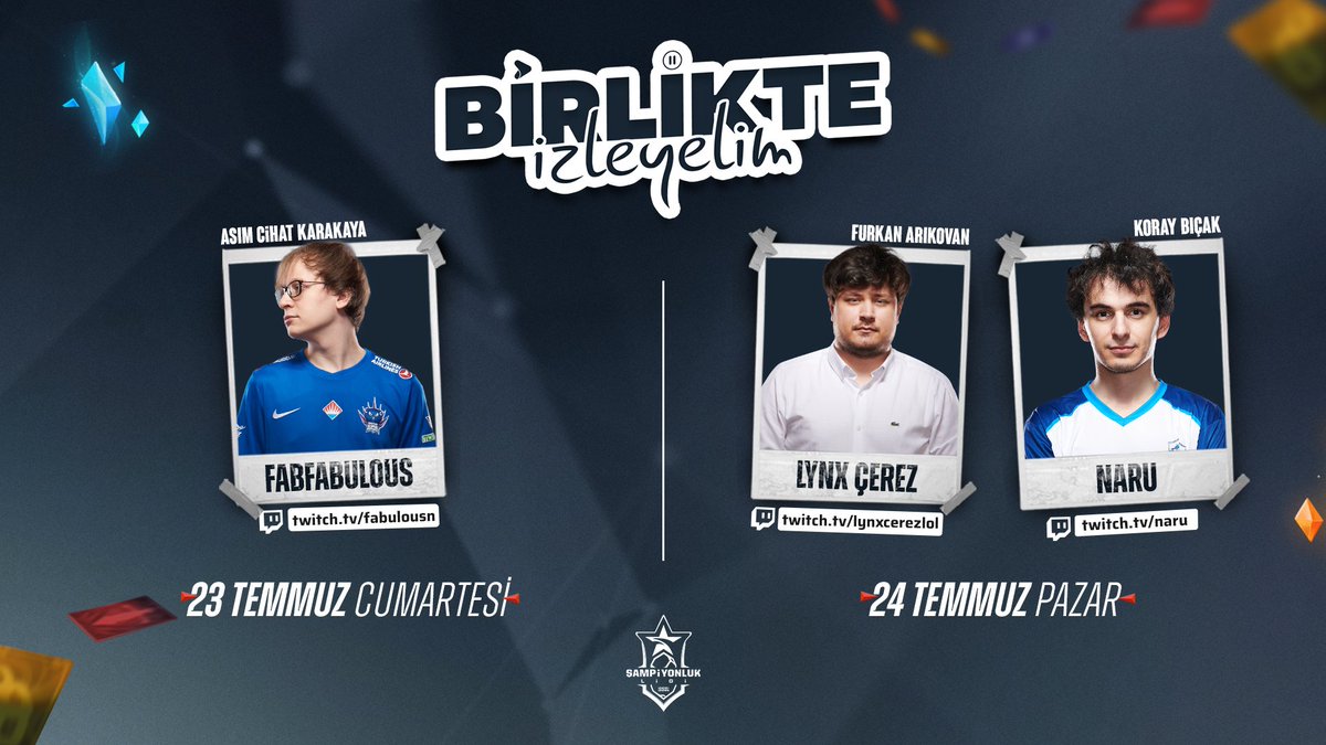 Şampiyonluk Lig'i  Birlikte İzleyelim'de bu hafta Cumartesi günü <a href="/fabFabulousN/">Asım Cihat</a>, Pazar günü ise <a href="/Furkanarikovan/">Furkan Arıkovan</a> ve <a href="/koraynaru/">Koray</a> kendi kanallarında yayında olacaklar.