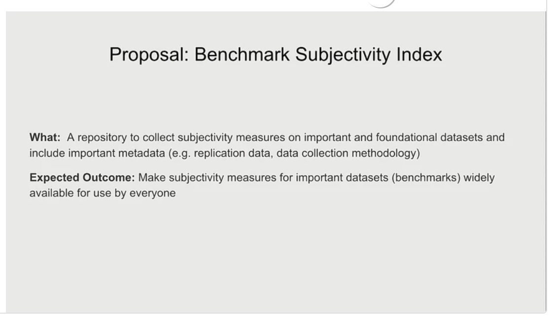 laroyo's tweet image. #KurtBollacker presenting at the #DataPerf #Workshop @icmlconf --&amp;gt; proposing #ML #Benchmark #Subjectivity index &amp;amp; issuing a call for action share your ideas for subjectivity measures and new raw benchmarks datasets @DataCentric_AI @DataCentricAI @MLCommons @DataPerf