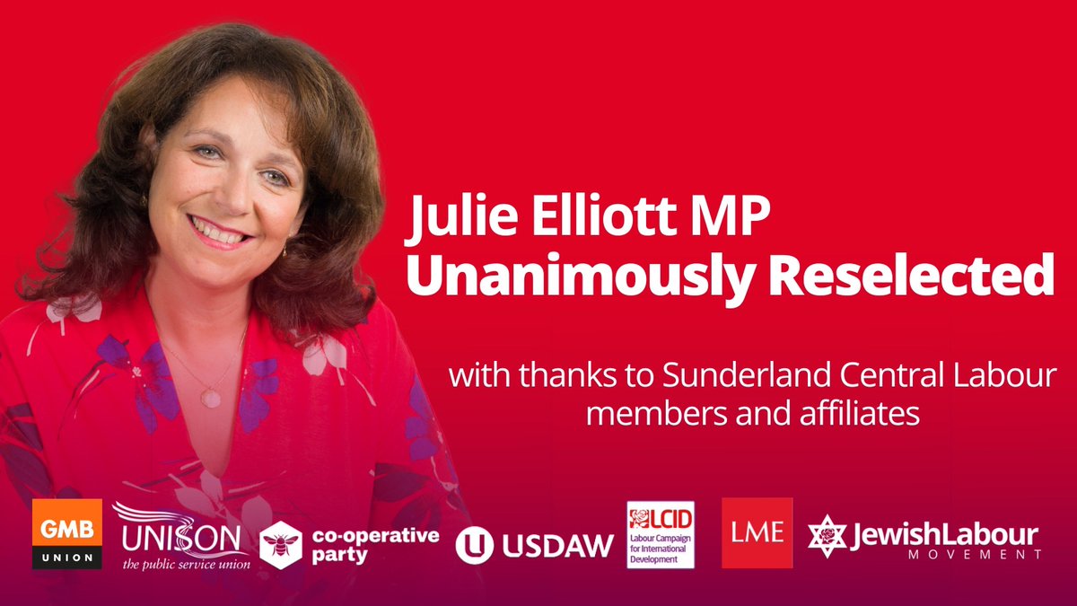 Delighted to share that I have been unanimously reselected by Sunderland Central Labour Party branches and affiliated organisations as the candidate at the next general election.