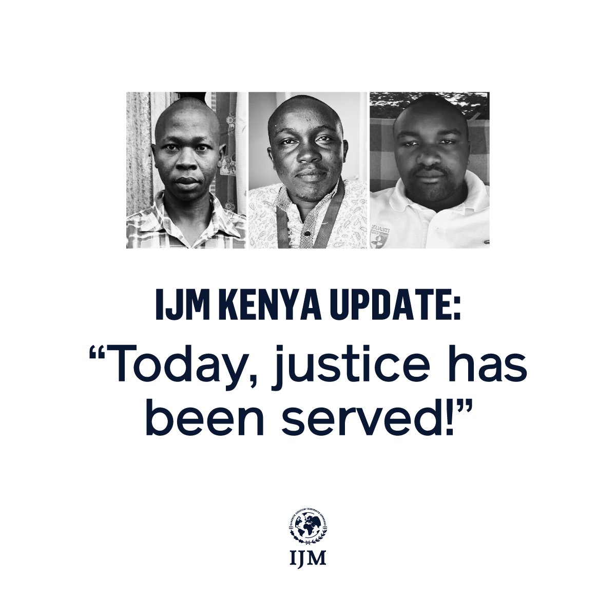 IJMKenya's tweet image. Today Justice has been served!   Justice Jessie Lessit has found 3 police officers (Sergeant Frederick Leliman, Stephen Cheburet and Sylvia Njoki) as well as police informer Peter Ngugi guilty of murdering lawyer Willie Kimani, Joseph Muiruri and Josephat Mwenda on June 23, 2016