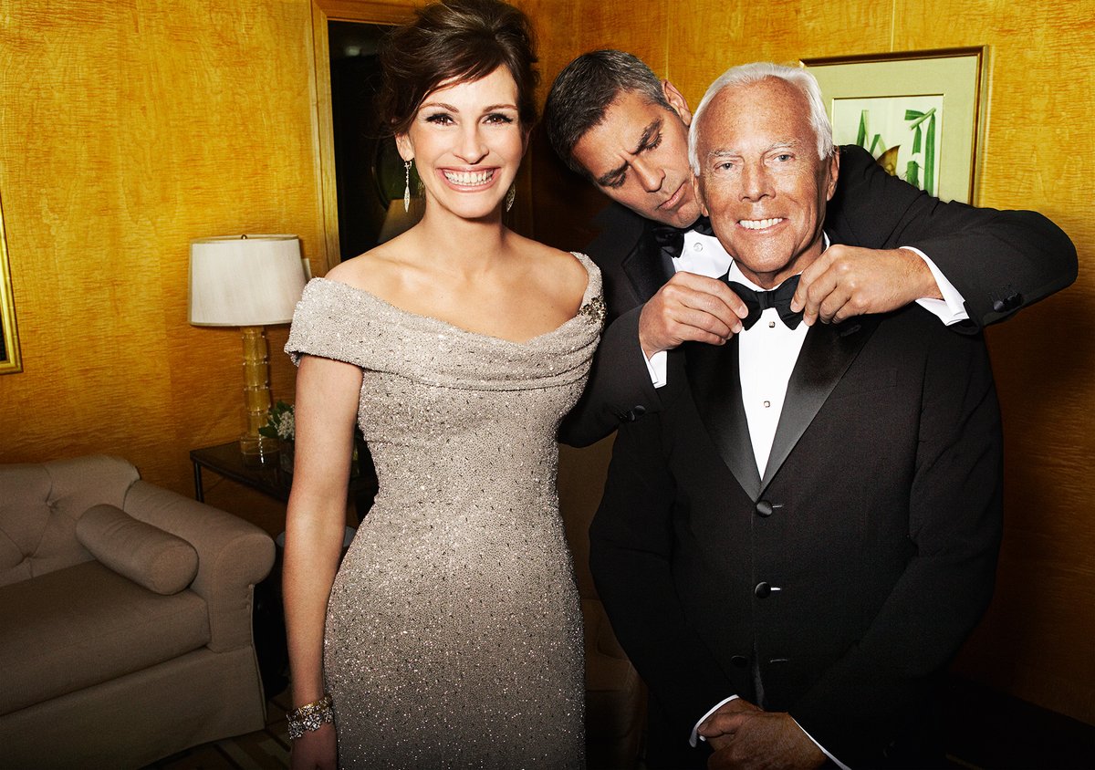 #TestinoArchive Julia Roberts, George Clooney and Giorgio Armani. Styled by #TonneGoodman