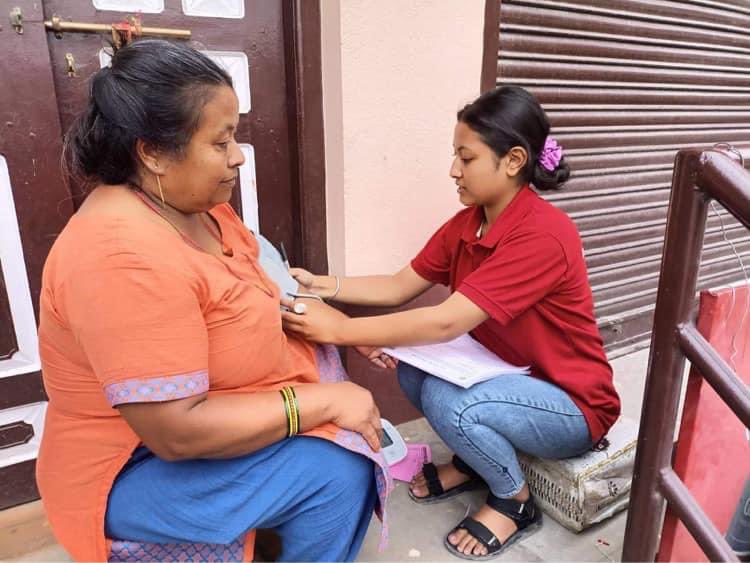 Every day, we reach out to new people, screen their #bloodpressure, and guide about next steps if somebody has high blood pressure. Our volunteers are delivering 100%. Photos from Kirtipur. #TheBigSqueeze
