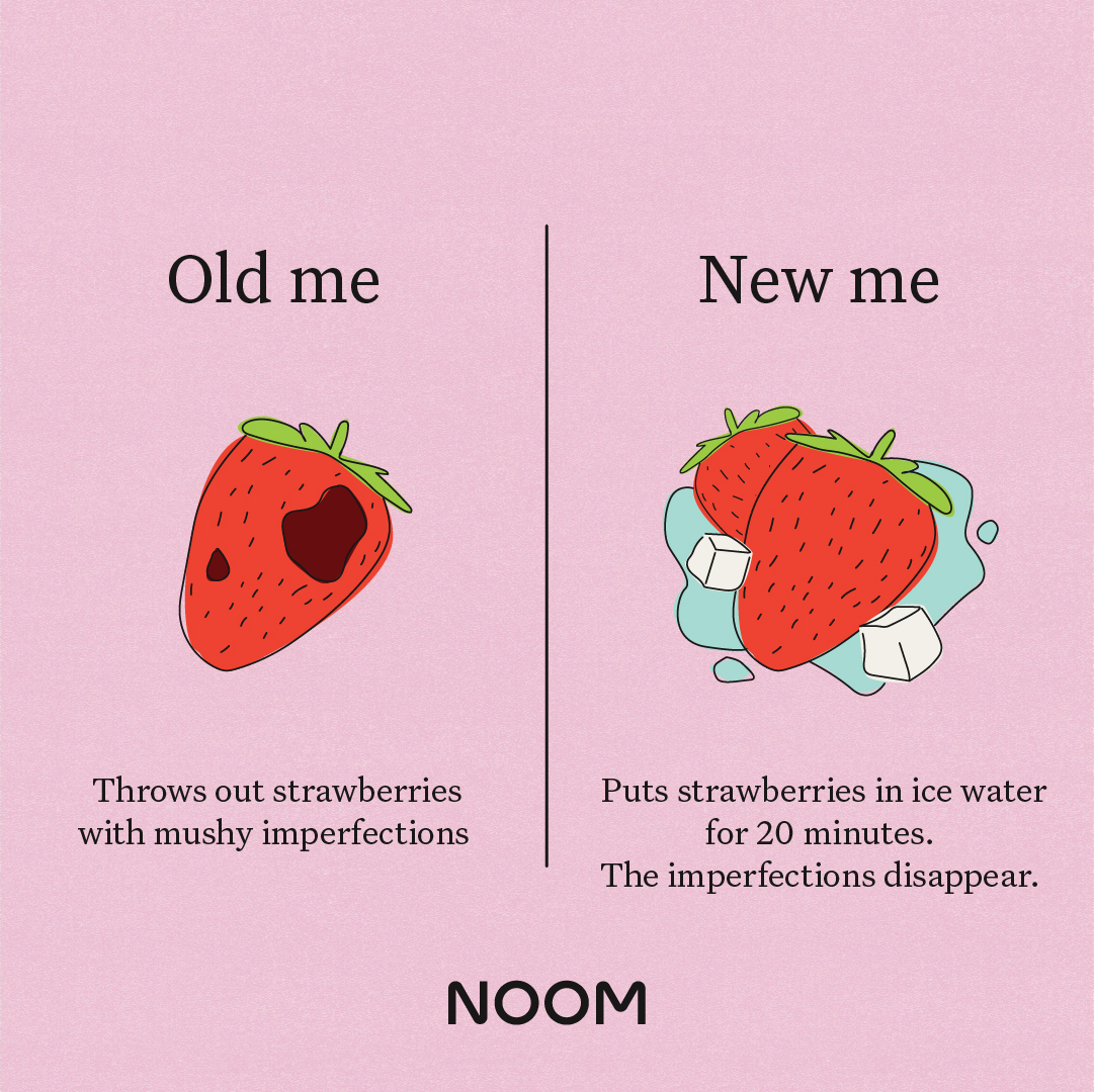 noom's tweet photo. Not all strawberries are made equal. Some get, well, tossed around, bruised, and maybe even a bit mushy. But with a little TLC, those strawberries can be looking ready in no time. Have you tried this fruit saving hack? 🍓 https://t.co/1sQnDQGsYg