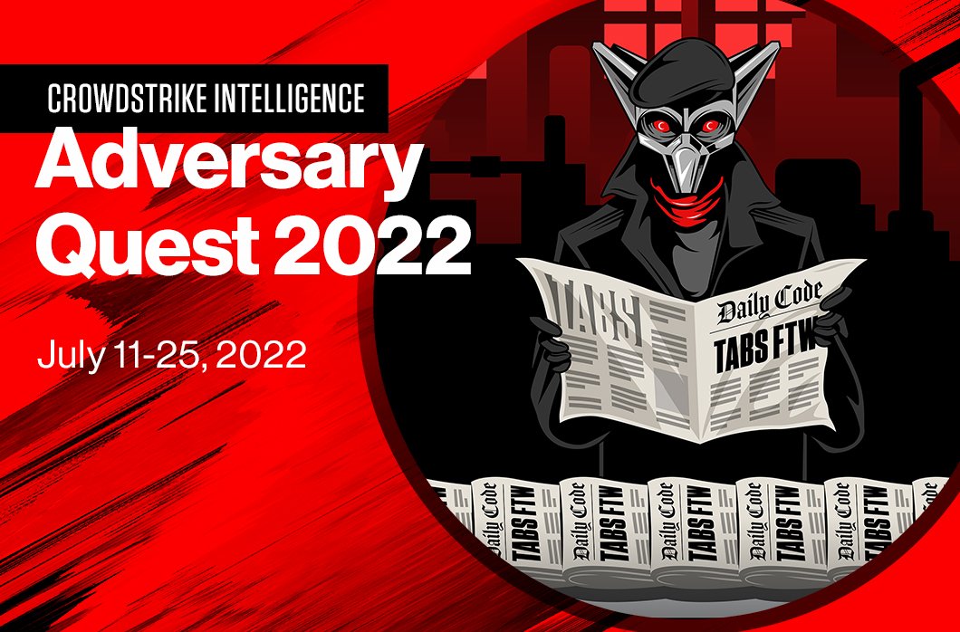 Who are CATAPULT SPIDER and PROTECTIVE PENGUIN? 

Find out during CrowdStrike's #AdversaryQuest! It's not too late to register to compete in these unique solo challenges with a chance to win CrowdStrike swag.

crwdstr.ke/6018zxYSe