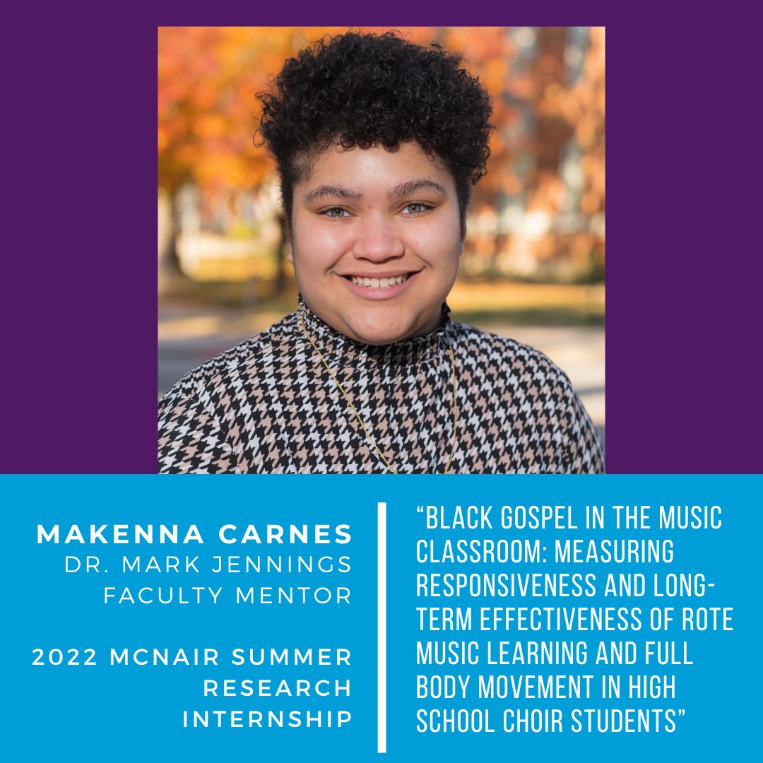 TSUMcNair's tweet photo. Our first Scholar who completed the 2-week 2022 McNair Summer Research Internship is MaKenna Carnes. She is a junior at Truman majoring in Music and working with Dr. Mark Jennings.
#mcnair #trumanstate #music #trioworks #iammcnair #research #gradschool #distinctbydesign https://t.co/bFCmkKF0kB