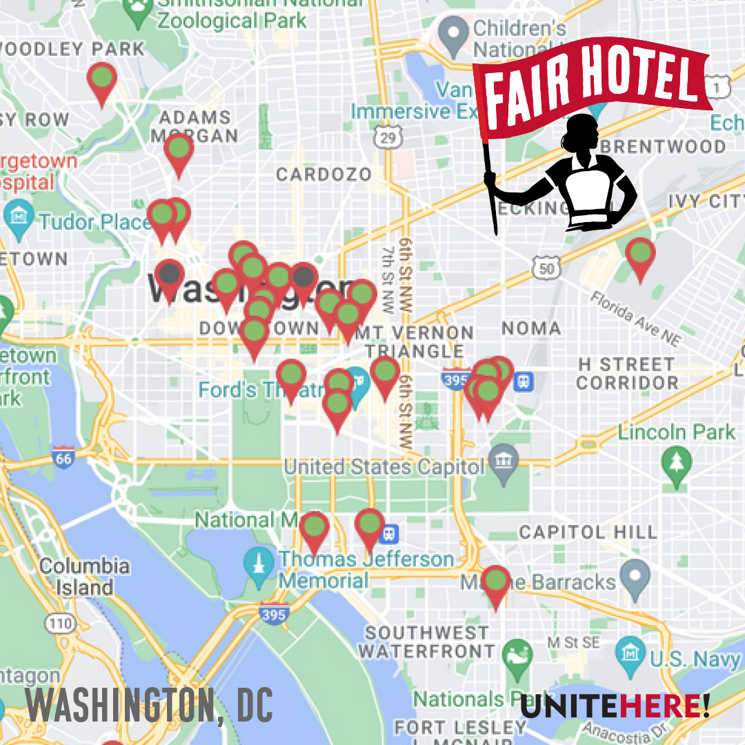 unitehere's tweet photo. Guests who choose FairHotels are supporting good jobs, where employees have greater protections and opportunities. 

Search https://t.co/g3CYdy4pUY before you book. https://t.co/dxVzekeYUs