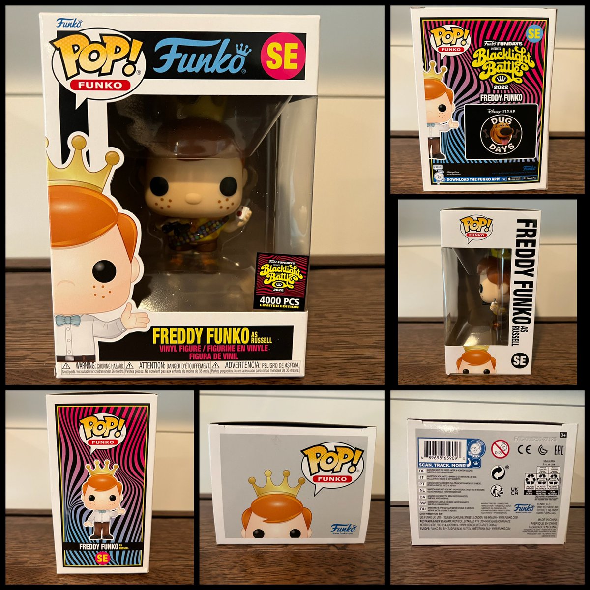 wildfortoys's tweet photo. โFunko Pop! Funko: Freddy Funko as Russell SE (4,000 piece Limited Edition; 2022 Funko Fundays Presents Blacklight Battle).โ #funko #DisneyUp #DugDays #Pixar #Disney #WildForToys https://t.co/OGFTKxkddG