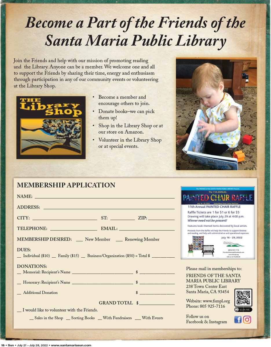 The Sun and the Hutton Parker Foundation bring you a four-page insert in this week's paper featuring Friends of the Santa Maria Public Library. Pick up a copy or check out a .pdf of the July 21, 2022 paper here: santamariasun.com/archives-pdfs.… #FriendsOfTheSantaMariaPublicLibrary