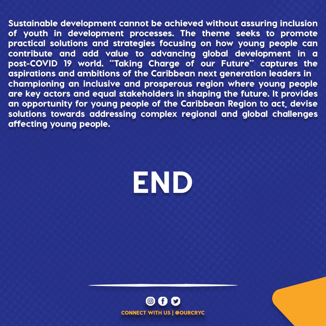 SSWedderburn's tweet photo. 🚨🗞️ CRYC Announces Caribbean Youth Day 2022 Theme. - "Adding Global Value, Taking Charge of Our Future"

To mark 37 years since it's inception, 2022 will showcase a month-long stretch of activities starting September 30. - @ourcryc
#Caribbean #ourcryc https://t.co/C2Y0oA3onP