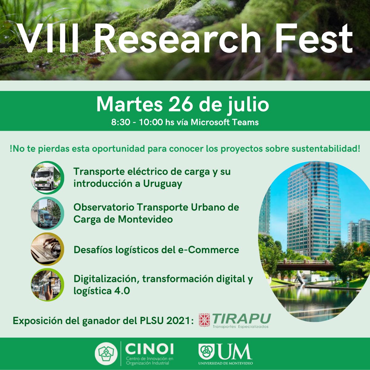 CINOI (@cinoi_um) on Twitter photo 🍃¡Se acerca la octava edición del Resarch Fest!🍃
Inscríbete haciendo click en el siguiente link: lnkd.in/g_miGXgz
Por más información comunícate a: cinoi@um.edu.uy 🍃¡Se acerca la octava edición del Resarch Fest!🍃
Inscríbete haciendo click en el siguiente link: lnkd.in/g_miGXgz
Por más información comunícate a: cinoi@um.edu.uy
