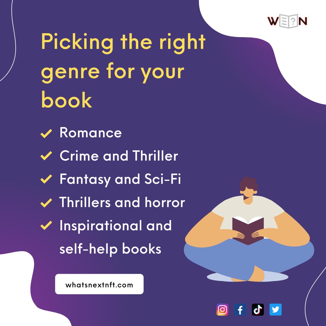 You decided to write a book. Maybe you have a perfect idea and just aren’t sure where the heck to get started!
Here are some most famous book genres among readers. 

#nft #nftart #nfts #nftcommunity #nftproject #writersnft #instagramwriters #writerscommunity
