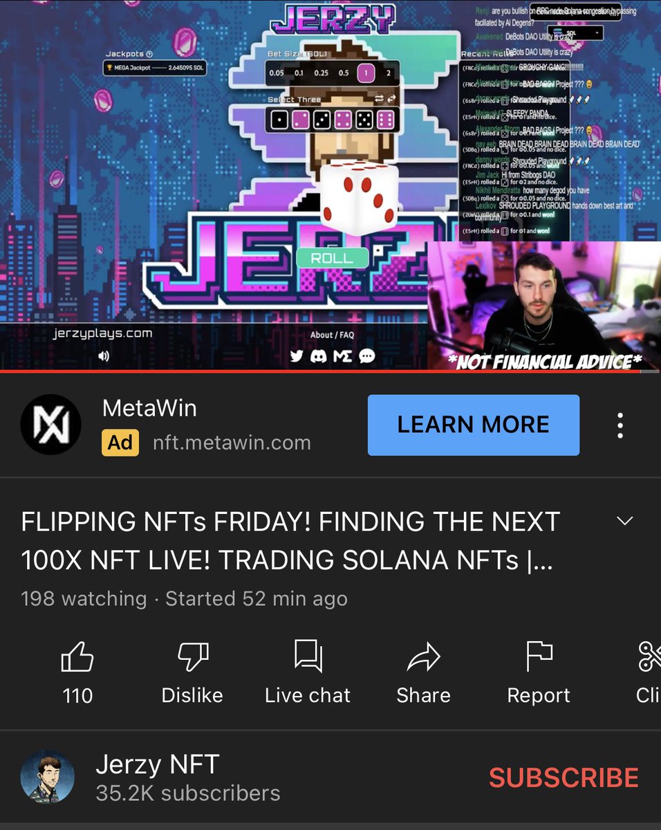 OnlyDice888's tweet photo. The one and only @JerzyNFT is LIVE now rolling some OnlyDice! Tune in at https://t.co/SU1zS8uVQ5 to see how he does. ๐ฒ๐ฅ https://t.co/ZWdhrdwXgs