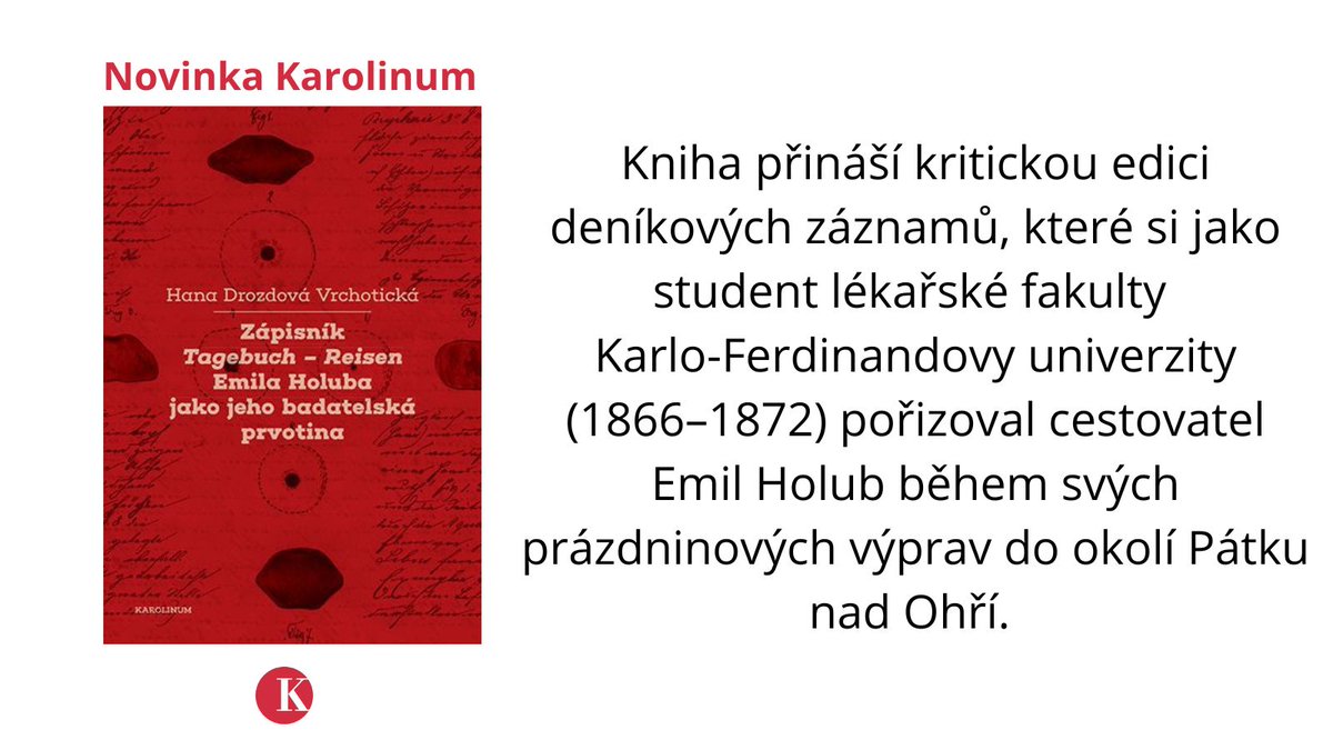 KarolinumBooks's tweet image. Převážně německy psaný deník obsahuje podrobné informace o místní historii, topografii, fauně a flóře a doprovází ho množství ilustrací. Jeho text je opatřen českým překladem a doplněn rozsáhlou úvodní studií.
@KarolinumPress 
#karolinum #emilholub #denik #cestovani