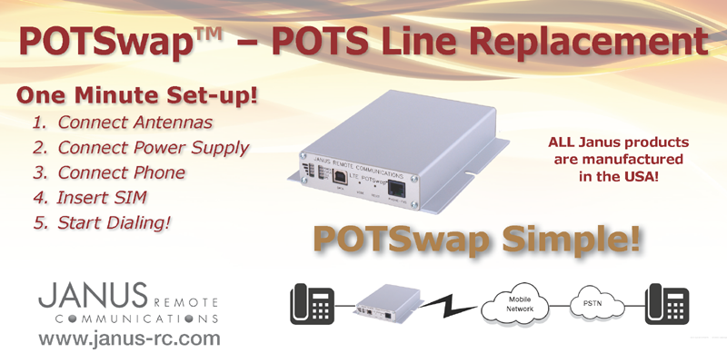 JanusRC's tweet photo. REPLACE AGING COPPER #TELEPHONE #LANDLINES AND SAVE BIG MONEY! #POTSwap #LTE910PS for quick and easy PHONE LINE REPLACEMENT! #potsreplacement. #cellular service for #emergency #applications. #LTE #IoT #elevator #security #Telecom  #potslinereplacement 

https://t.co/lqKB65WBLG https://t.co/NgF0iGajwG