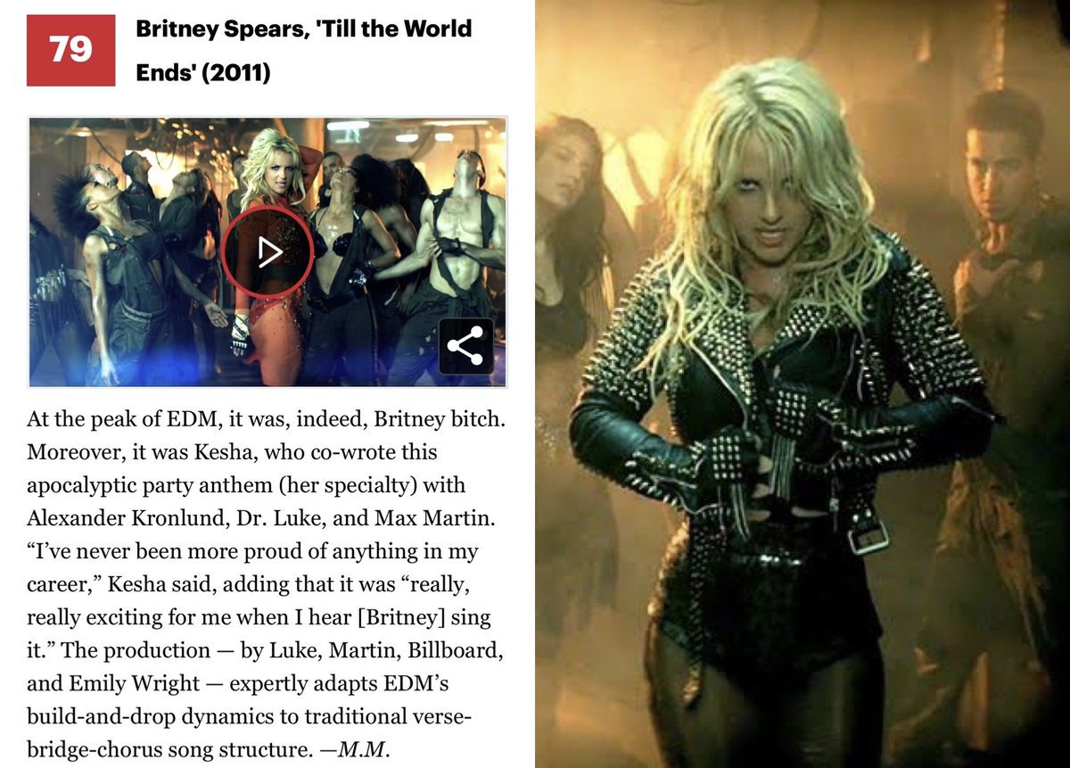 britneycharts's tweet photo. Rolling Stone elected “Till The World Ends” one of the Greatest Dance Songs of All Time https://t.co/ole6GFRLfL