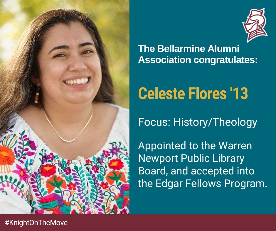 BellarmineAlum's tweet photo. #KnightOnTheMove Celeste Flores @celestef20 was recently appointed to the Warren-Newport Public Library Board of Directors @WNPL and was accepted into the Edgar Fellows Program!⚔️

#KnightsGetHired #GoKnights #SwordsUpBU #WarrenNewportPublicLibrary #EdgarFellowsProgram https://t.co/cPKwgUVYbo