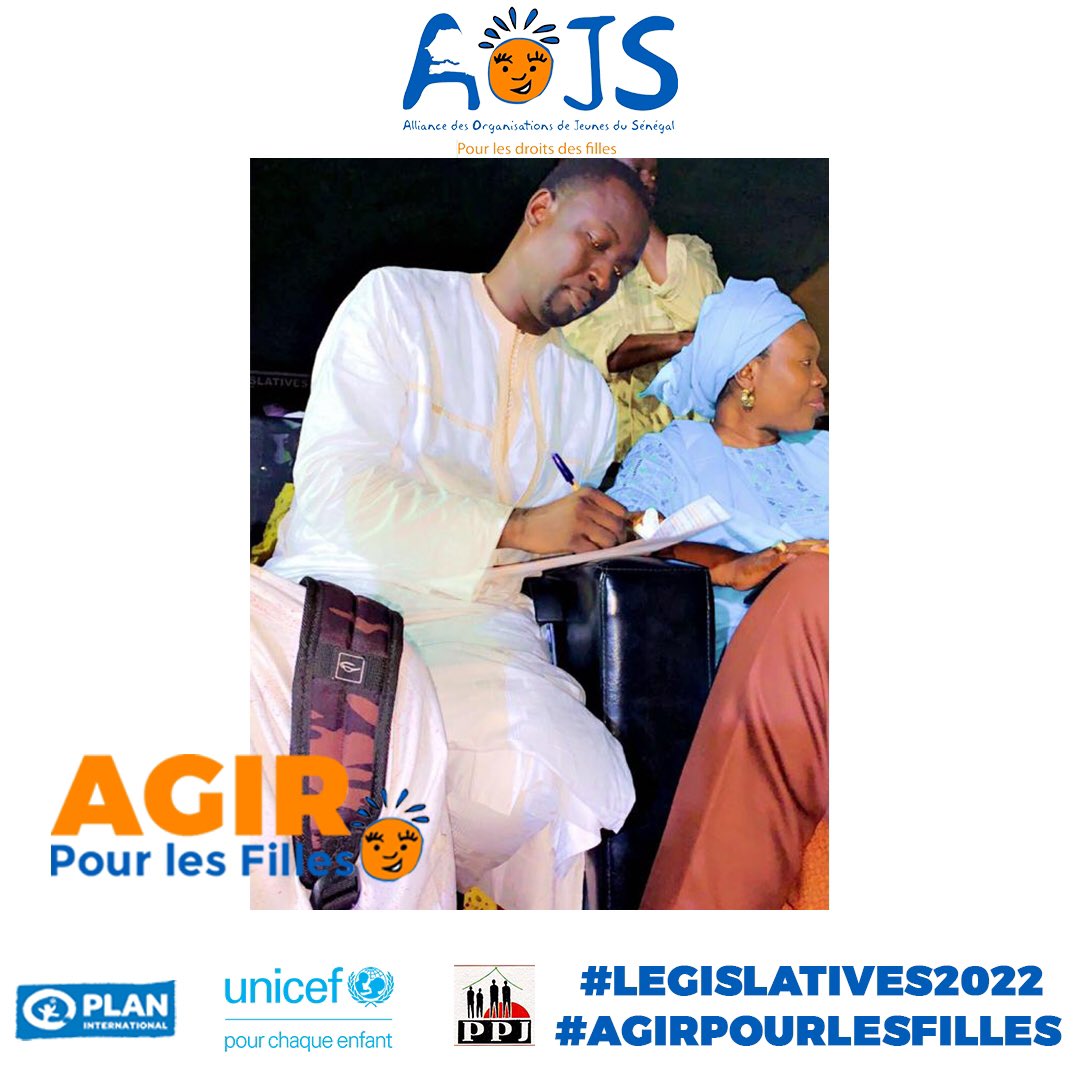 Candidat(e)s investi(e)s aux élections législatives à Louga,  
Madame Thioro Ndiaye NDIONGUE, 
M. Abdoulaye DIOP et M. Demba KA
s'engagent à Agir Pour les Filles.

#legislatives2022 #senegal #droitsdesfilles #kebetu