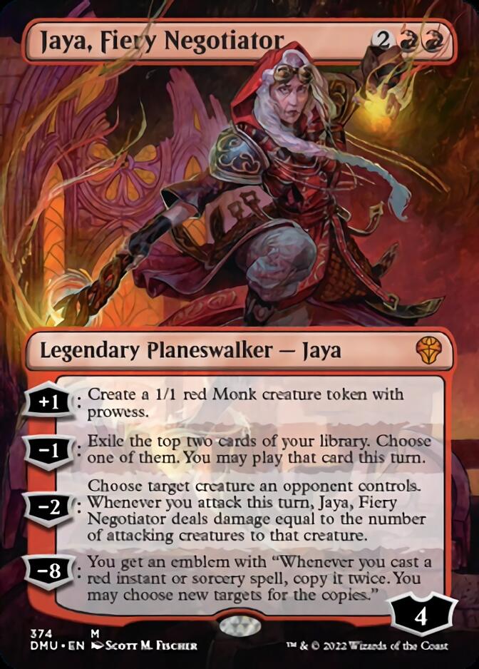 Jaya's pretty strong, right? Planeswalkers that plus to make tokens are usually good since they can defend themselves plus you get removal and card advantage. If the -1 was a 0 it would almost be a red Jace, the Mind Sculptor?