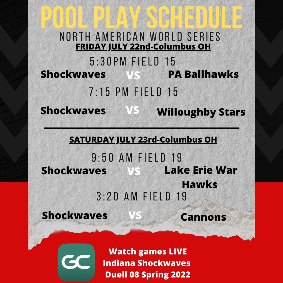ShockwavesDuell's tweet photo. Shockwaves are ready to finish the season with a BANG! Playing in the North American World Series in Columbus. 180 14u teams ready to battle it out! First game starts tonight at 5:30, streaming on Gamechanger.
#HereComesThe Boom. https://t.co/wzSbeqLaCY