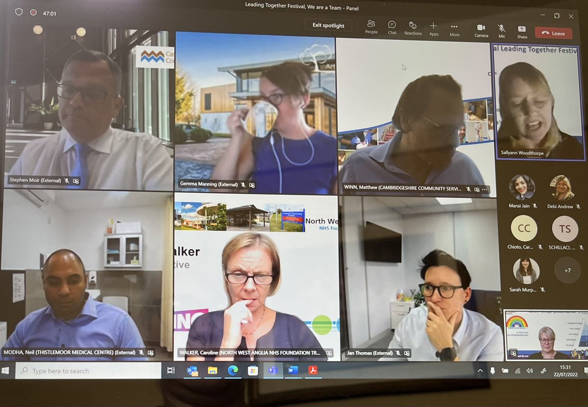 Really great chat with colleagues across <a href="/CambsPboroICS/">Cambs & Peterborough Integrated Care System</a> today as part of our Leadership Festival 🙏 <a href="/SSMoir/">Stephen Moir</a> <a href="/GemmaHR_ARHC/">Gemma Manning</a> <a href="/WinnMatthew/">Matthew Winn ن</a> <a href="/NWAngliaFT_CEO/">Caroline Walker</a> <a href="/janth0ma5/">Jan Thomas</a> <a href="/neil/">Neil Drumm</a> modha #WeAreATeam  #wemakemistakes