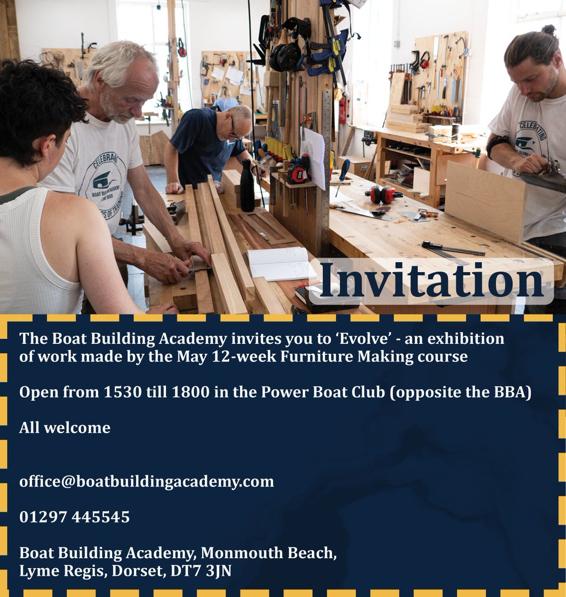Please join us for the exhibition of work made by the May 12-week Furniture Making class on Friday 5th August at the Power Boat Club (opposite the BBA) from 1530 to 1800. All welcome! 

#woodworking #woodwork #furniture #furnituremaking #skills #talent #training