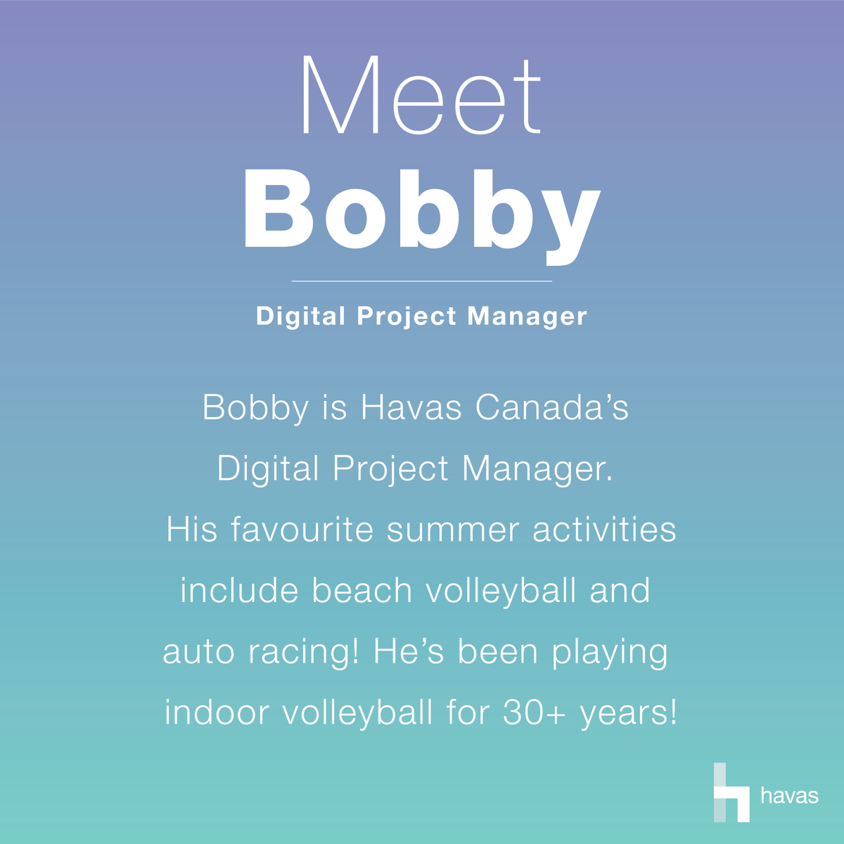 HavasCanada's tweet photo. Havas Canada's Digital Project Manager, Bobby O, shares his favourite summer activities! 🏐🏎

What is your favourite summer activity?

#havas #havascanada #ourtalent
@havas @Scene_Plus https://t.co/rvamqJtnsV