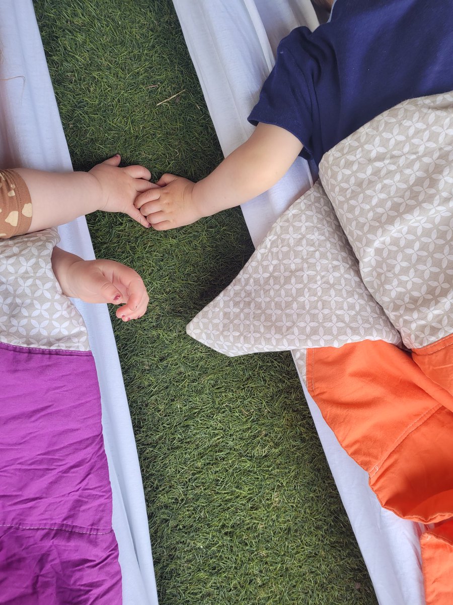 Oh my heart! The cuteness of toddler friendships- minding each other during sleep time in the garden #ECEchat #outdoors #FridayFeeling