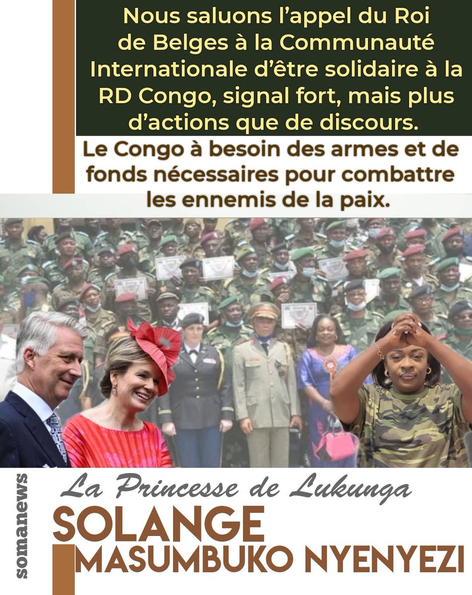FondationSoma's tweet photo. Nous saluons l’appel du Roi de Belges à la Communauté Internationale d’être solidaire à la RD Congo, signal fort,mais plus d’actions que de discours. Le Congo  à besoin des armes et de fonds nécessaires pour combattre les ennemis de la paix. 
Sé Hon. @NyenyeziSolange

@JPBodjoko https://t.co/ni4Nmi1j7i