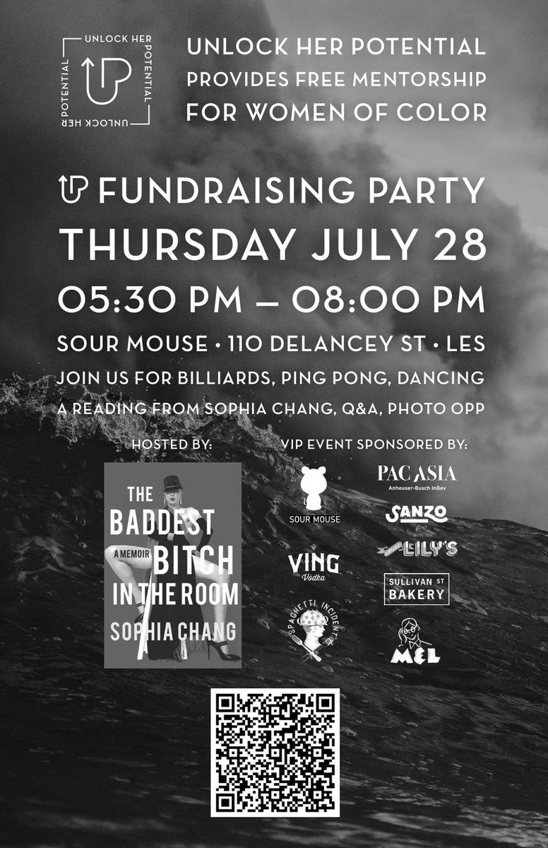 UPHerPotential's tweet photo. You’re invited to Unlock Her Potential’s FIRST EVER fundraiser!

We’ll see you on July 28th starting @ 5:30PM EST at the Sour Mouse in NYC.

Come enjoy a night filled with a book reading, fun games, great drinks, endless dancing!

Register to attend here: https://t.co/r4DXn2mgNa https://t.co/NxCmLTiJ9a